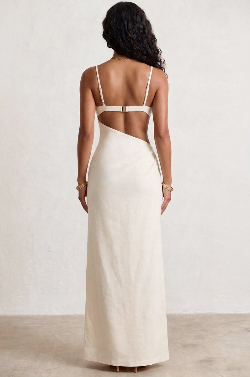 cream cut out maxi dress Reiss Sian Cotton-blend Maxi Dress