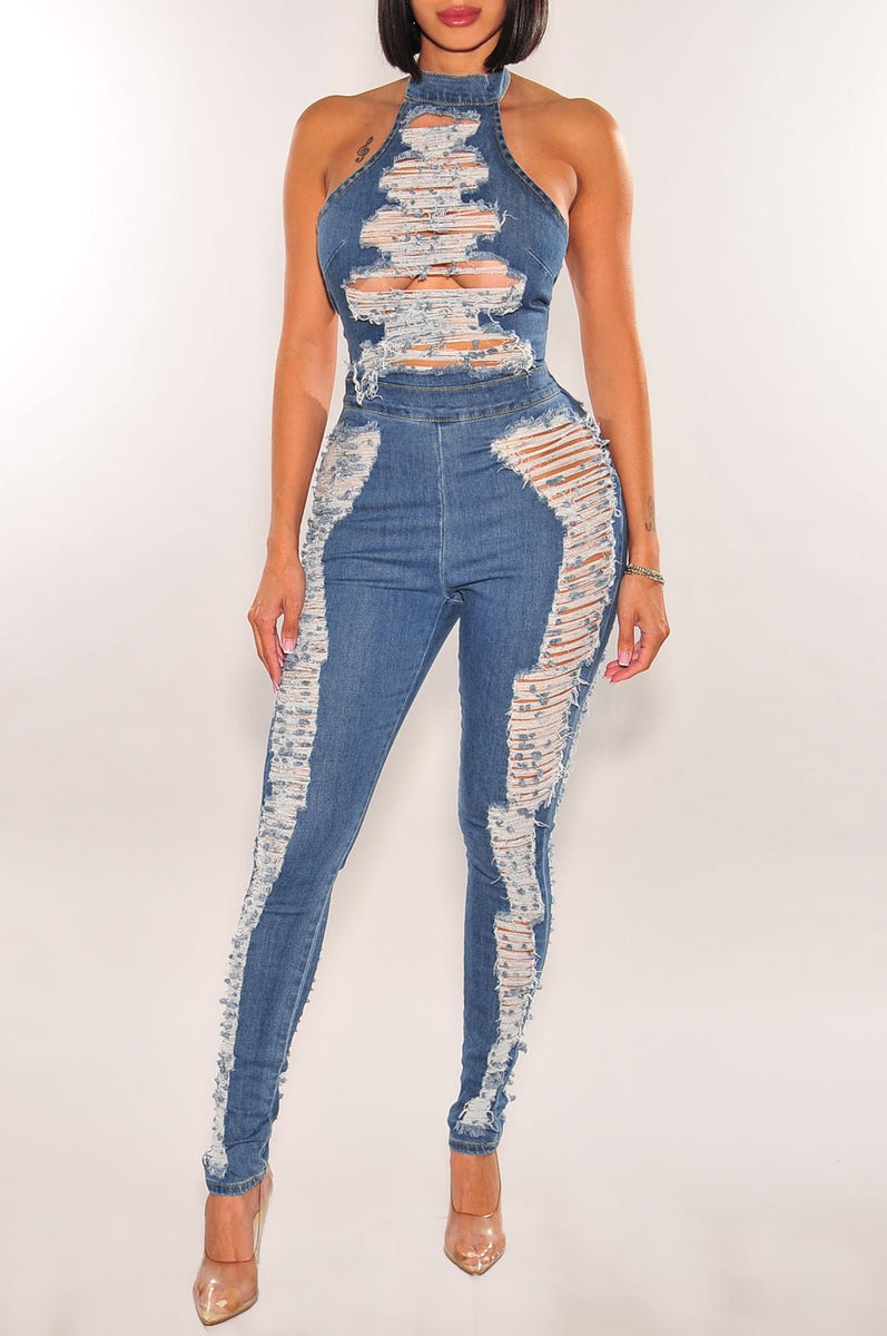 【なあ】BACK OPEN DENIM ALL IN ONE BACK OPEN DENIM ALL IN ONE（Hitting The Highlights Open Back