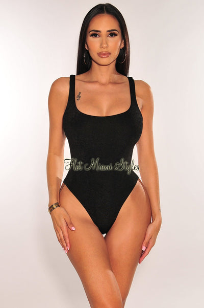 Black Round Neck Sleeveless Bodysuit - Hot Miami Styles