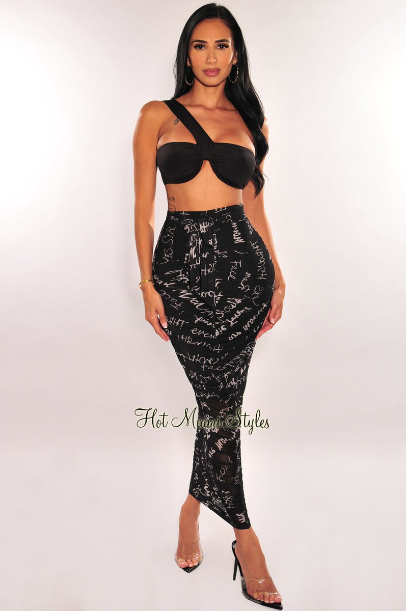 Black midi skirt two piece best sale