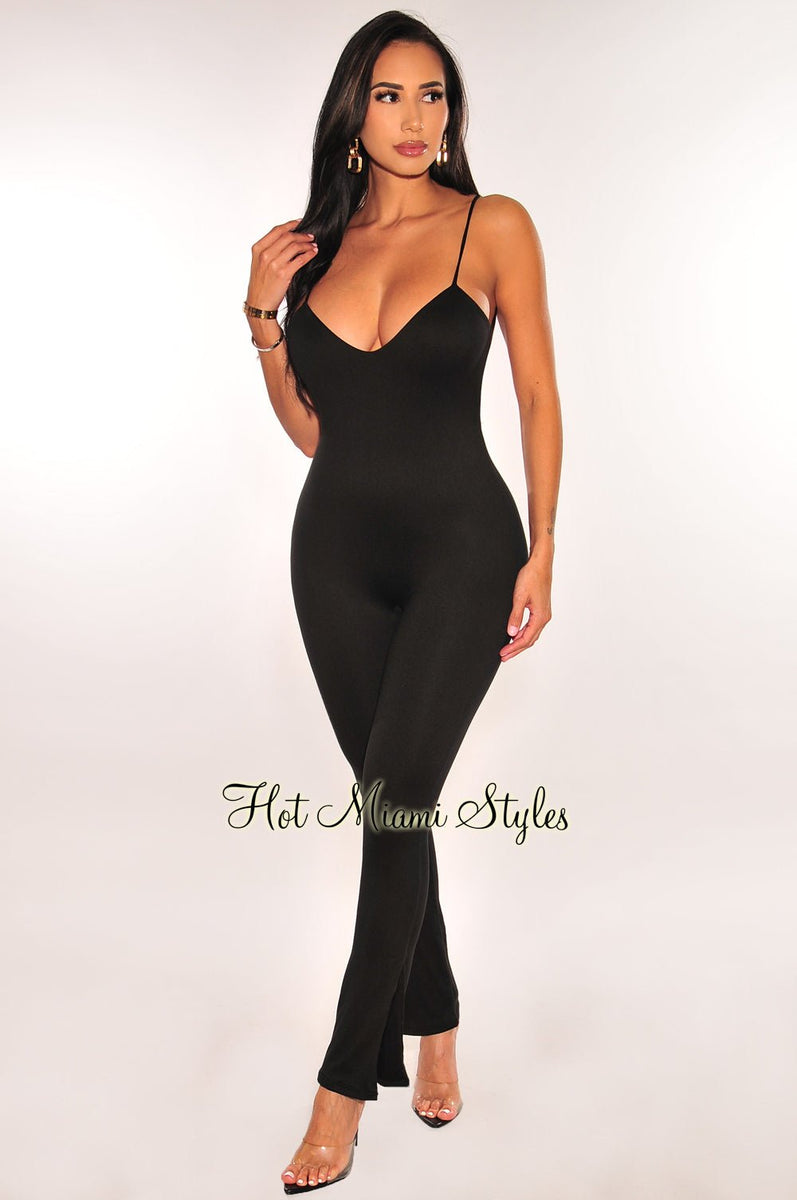 Black Seamless Strappy Back Essential Jumpsuit – Tally