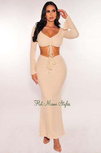 Women's Summer Ribbed Strapless Stylish Sexy Two-Piece Skirt Set - The  Little Connection