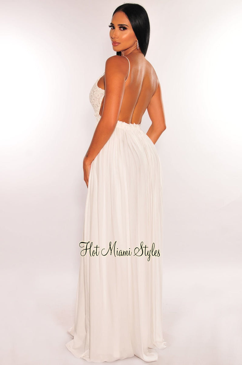 White maxi hotsell dress spaghetti straps