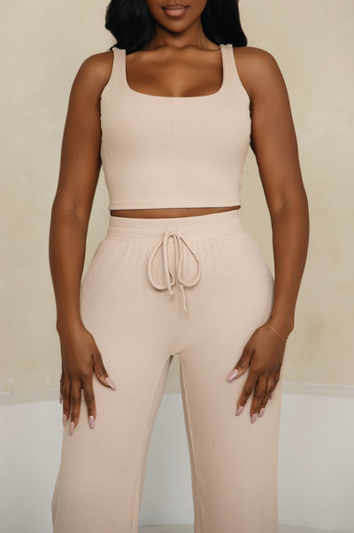 HMS Skins: Tan Double Lined Baby Rib Cropped Tank Top