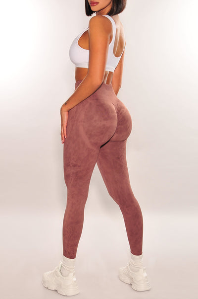 HMS Fit: Chocolate Tie Dye High Waist Scrunch Butt Leggings