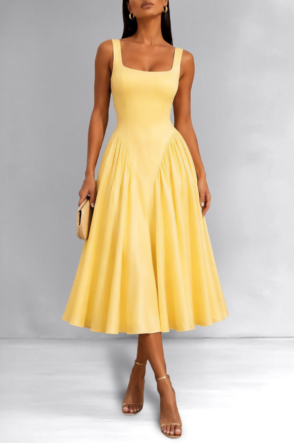 Baby Yellow Sleeveless Flare Dress – Hot Miami Styles