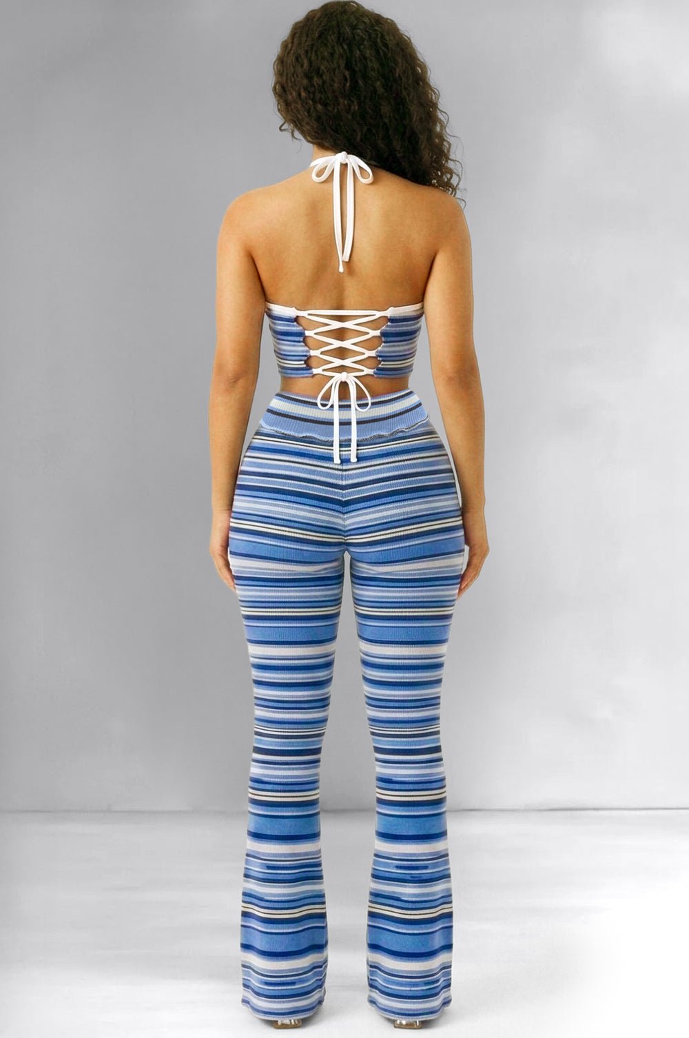 dress flare pants Hearts Designer Crop Top and Flare Pant Set - Pink