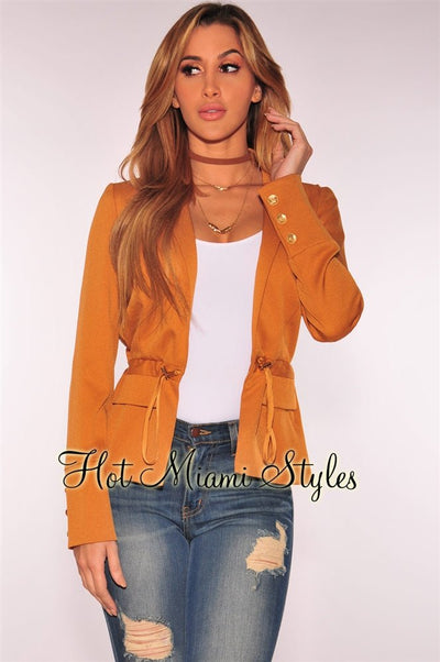 Cinnamon Long Sleeves Blazer Jacket - Hot Miami Styles