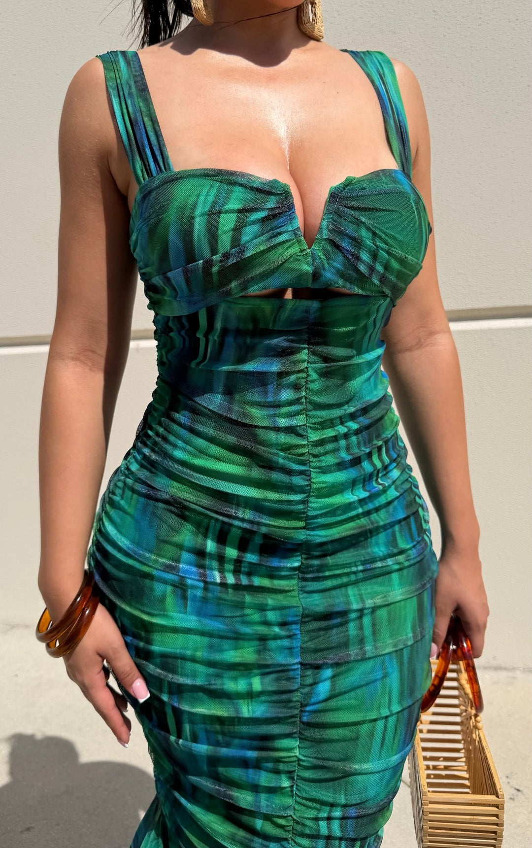 strapless open back dress Vacation Dress in Olive Green main image 0