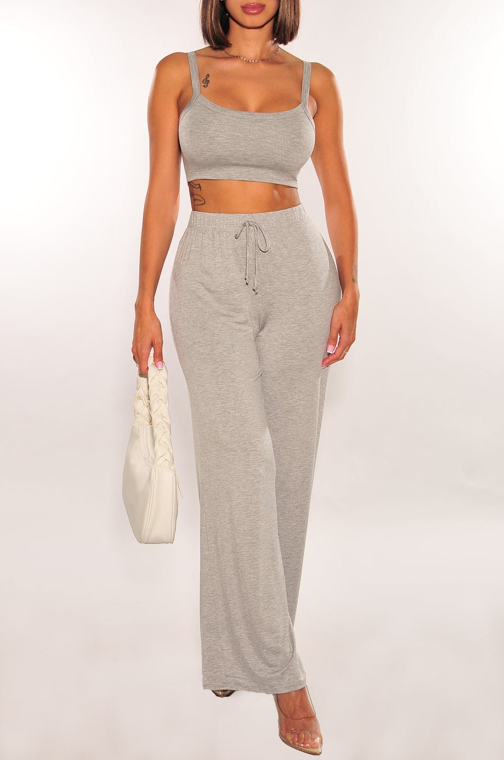Heather Gray Tank Palazzo Pants Two Piece Set – Hot Miami Styles
