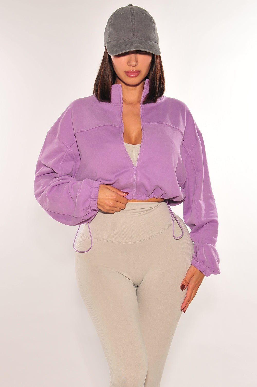 Lilac Drawstring Cropped Jacket – Hot Miami Styles