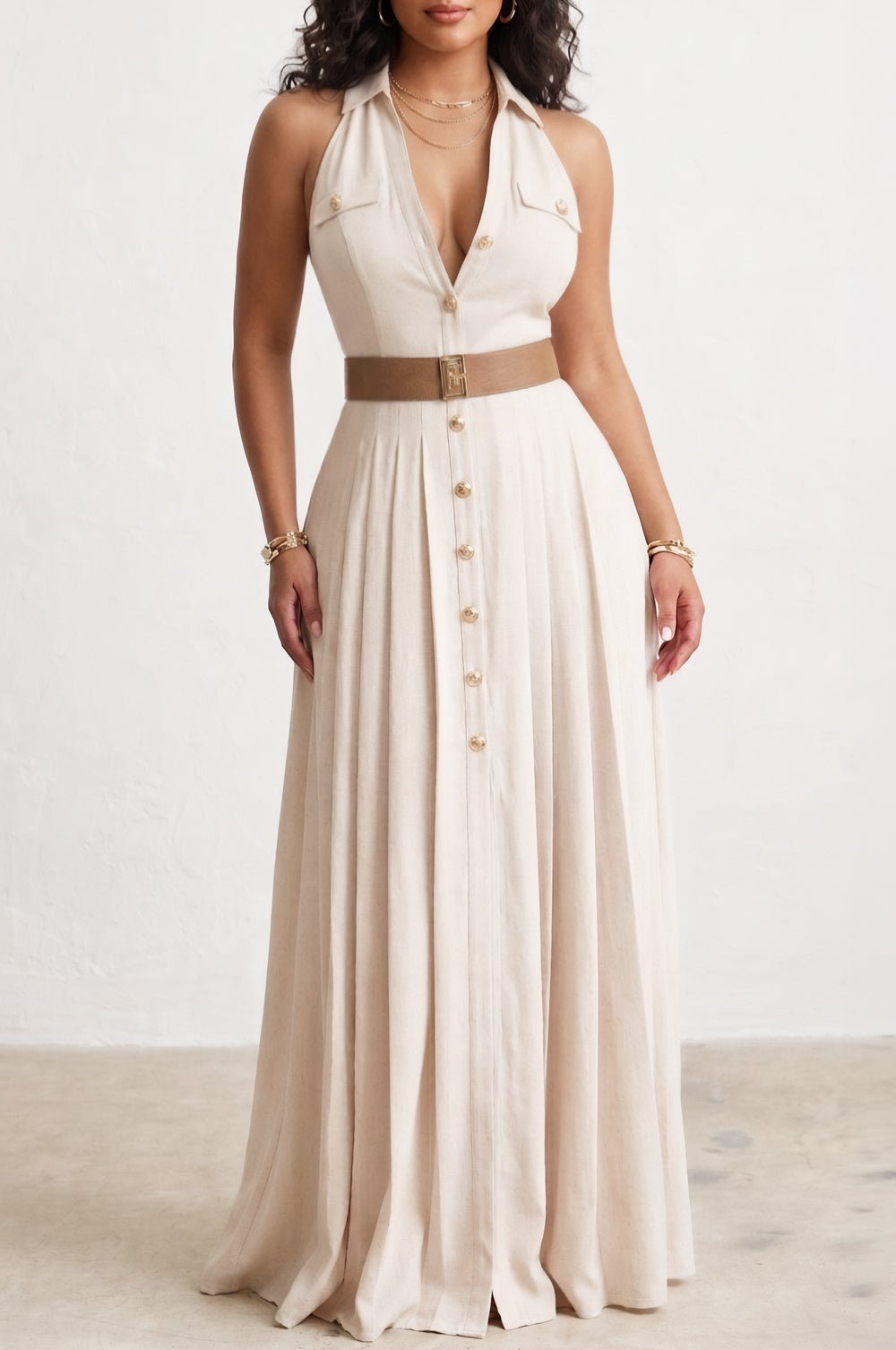 Silver Sequins Tie Up Back Slit Maxi Dress - Hot Miami Styles