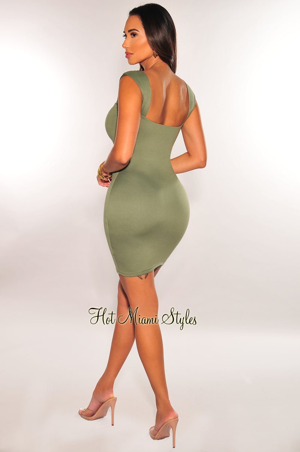 Olive Cap Sleeve Sweetheart Mini Dress Small Olive Cap Sleeve Sweetheart Mini Dress Small