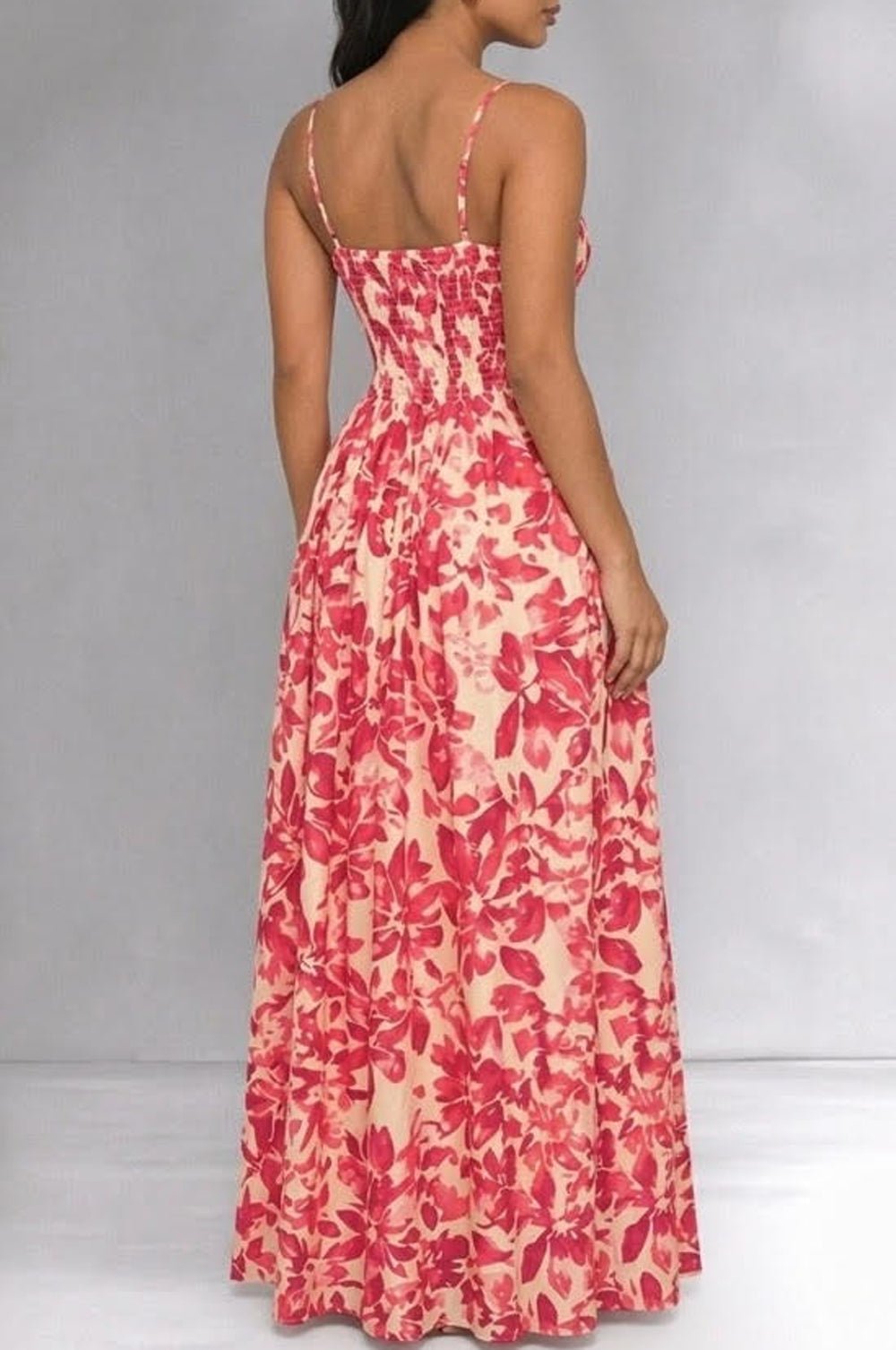 hot miami styles pink dress Hot Pink Spaghetti Straps V Neck Slit Gown