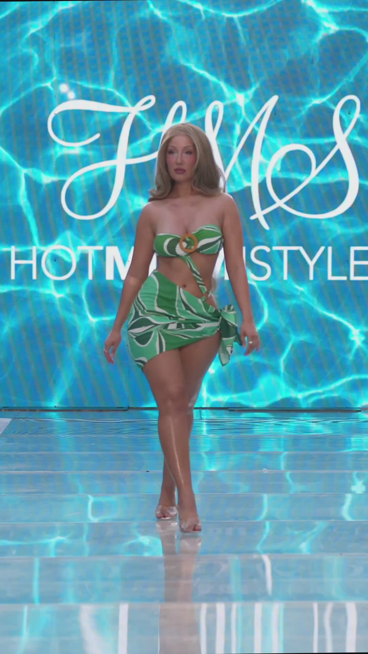 Green Abstract Print Tie Wrap Cover Up Skirt – Hot Miami Styles