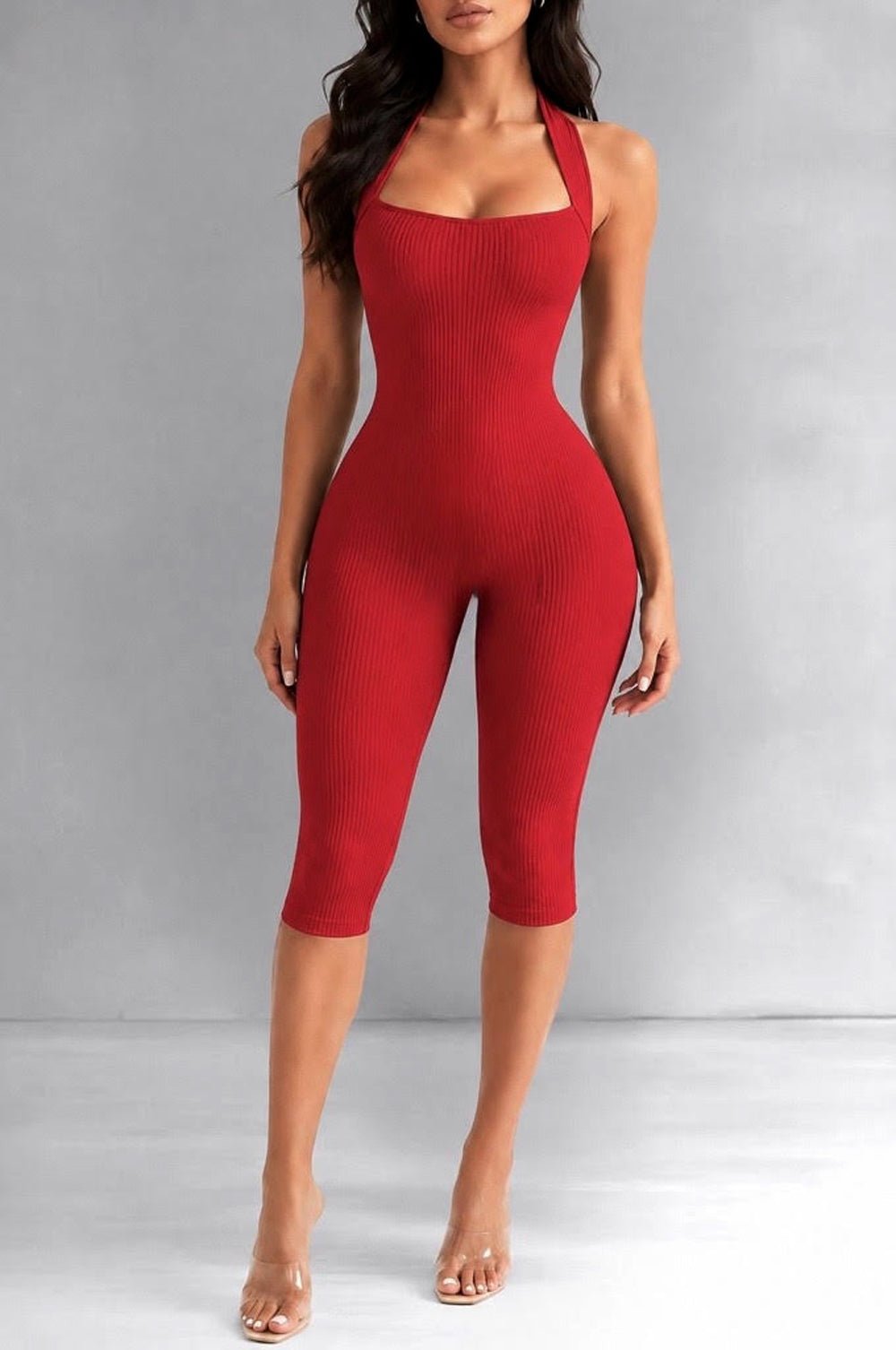 Chocolate Halter Ribbed Capri Romper – Hot Miami Styles