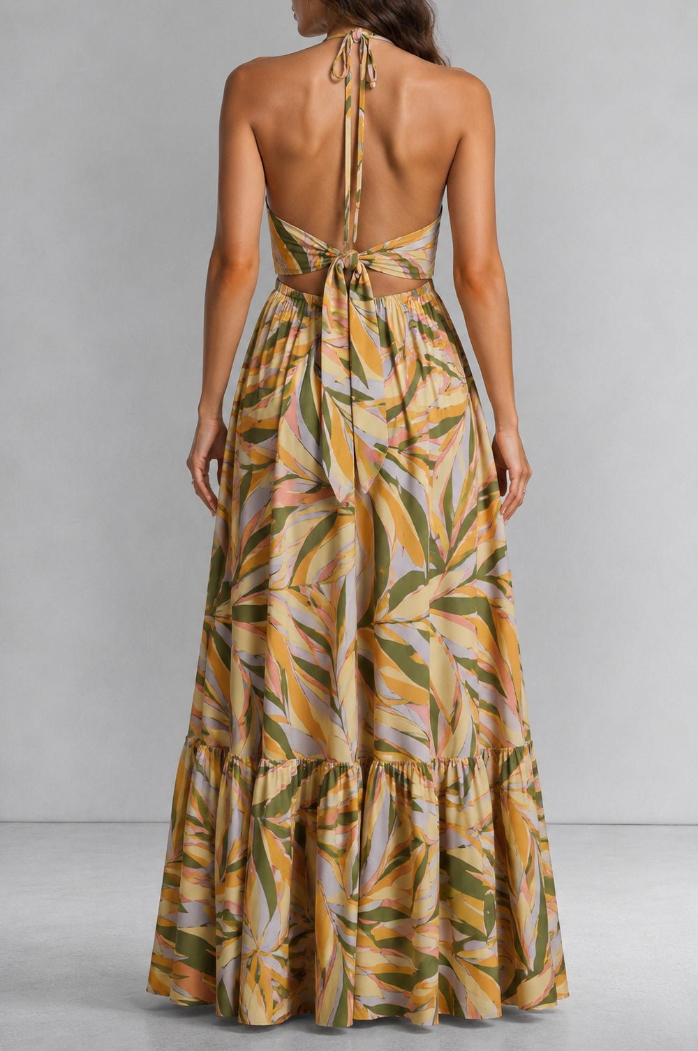 hot miami styles maxi dress Silver Sequins Tie Up Back Slit Maxi Dress