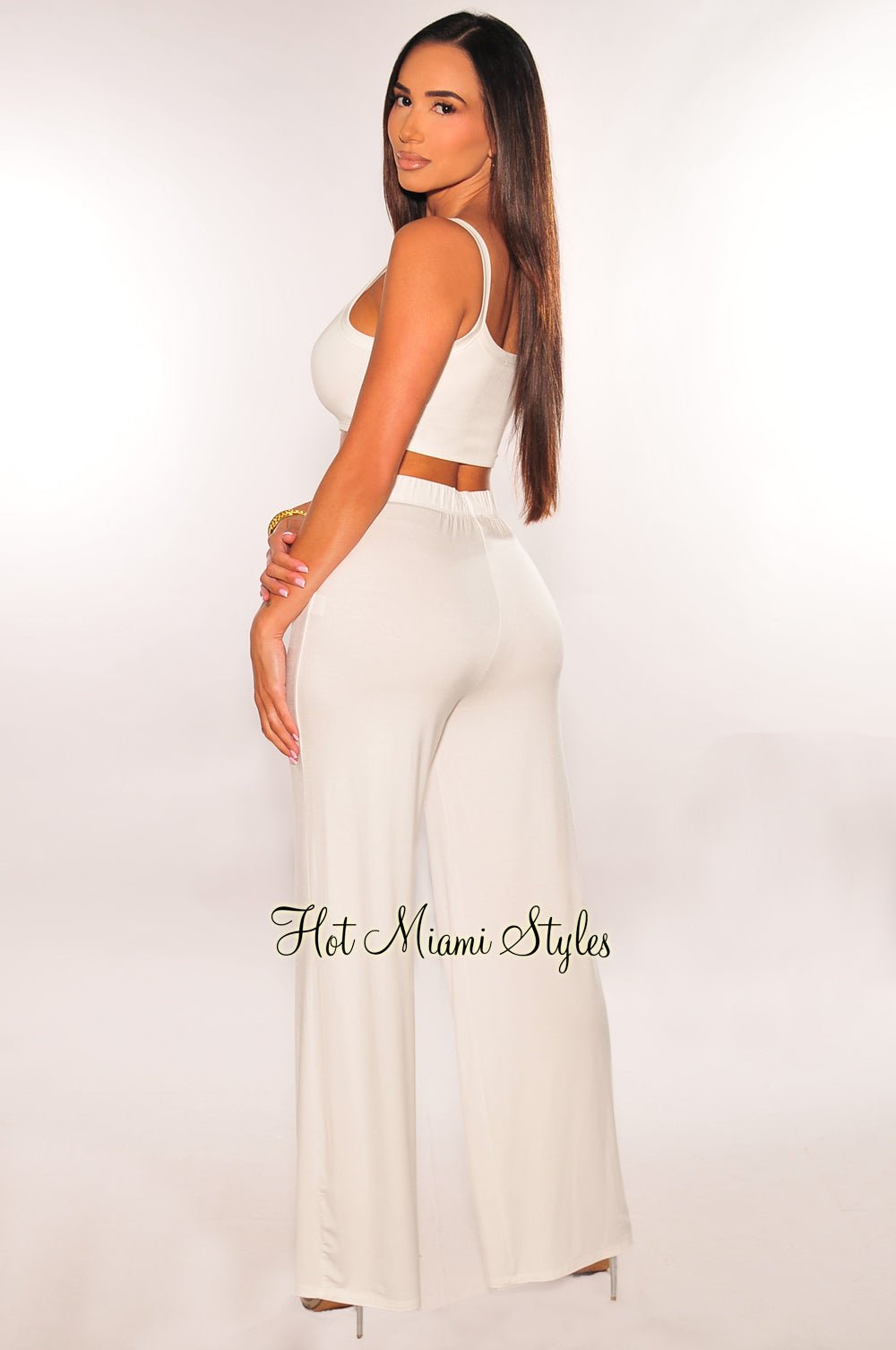 White Tank Palazzo Pants Two Piece Set – Hot Miami Styles