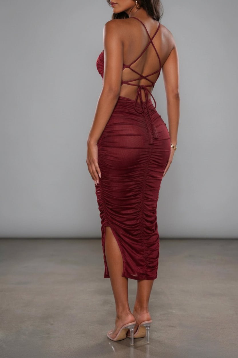 red dress hot miami styles Red Gold Jeweled Drawstring Halter Maxi Dress  Hot Miami Styles