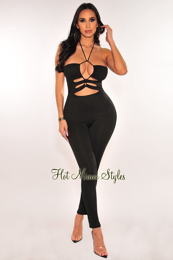 Cryptographic Black Sexy Backless Jumpsuits – SASSY VANILLE