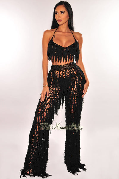 White Crochet Double Slit Cover Up Maxi Dress - Hot Miami Styles