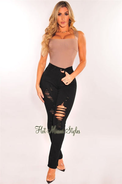 Black Sheer High Waist Ruched Cover Up Pants - Hot Miami Styles