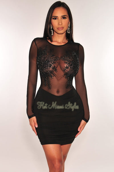 Buy BYDIVA 2021 Long Sleeve Bodycon Garter Mini Dress with Stockings Hot  Slim Black S at