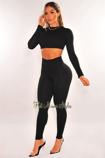 Top trousers sports suit - Black A20381S, L  Top and pants set, Crop top  and pants set, Short sleeve cropped top