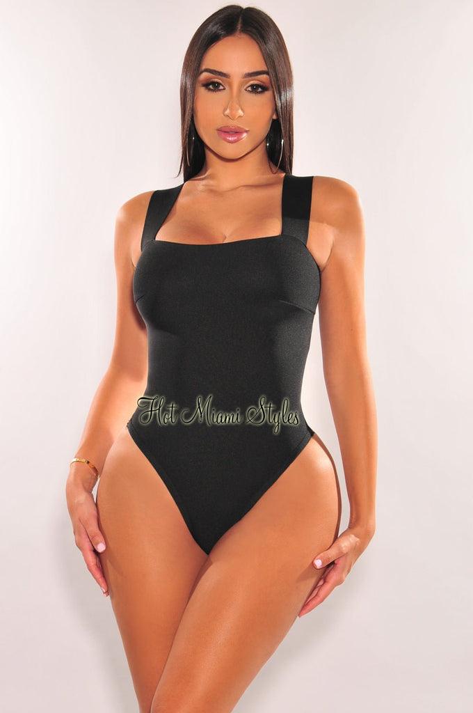 Black Bandage Spaghetti Straps Sweetheart Bodysuit – Hot Miami Styles