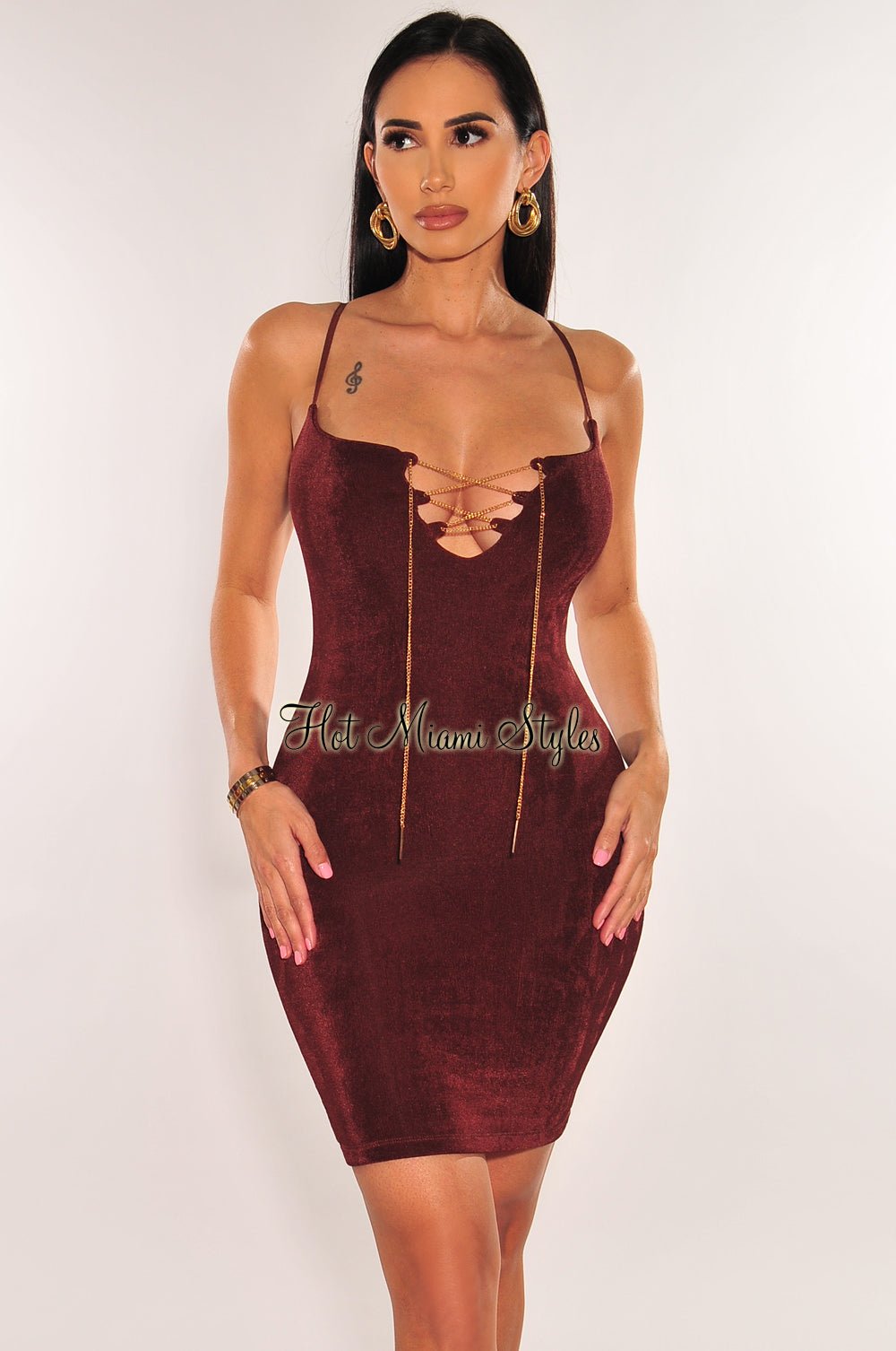 bordeaux lace dress Bordeaux Lace Shirt Dress – Hyphen main image 1