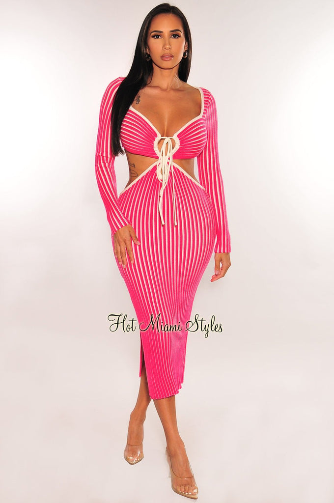fuchsia-white-ribbed-knit-