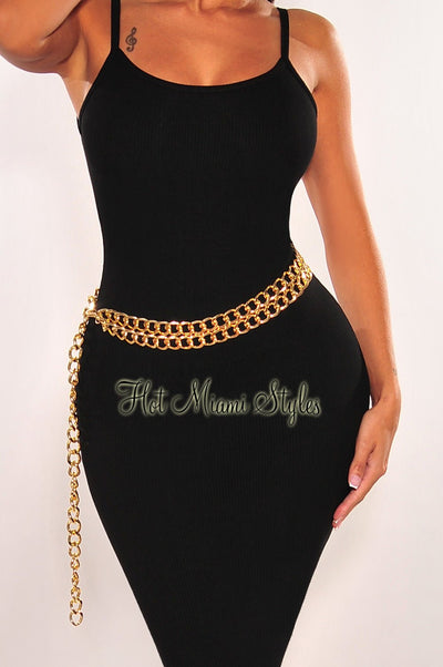 Gold Metal Layered Chain Belt - Hot Miami Styles
