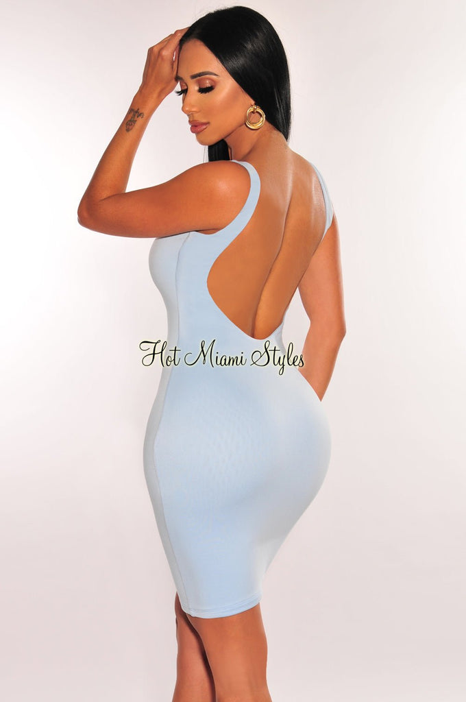 HMS ESSENTIAL: Dusty Blue Ribbed Seamless Sleeveless Crop Top - Hot Miami  Styles