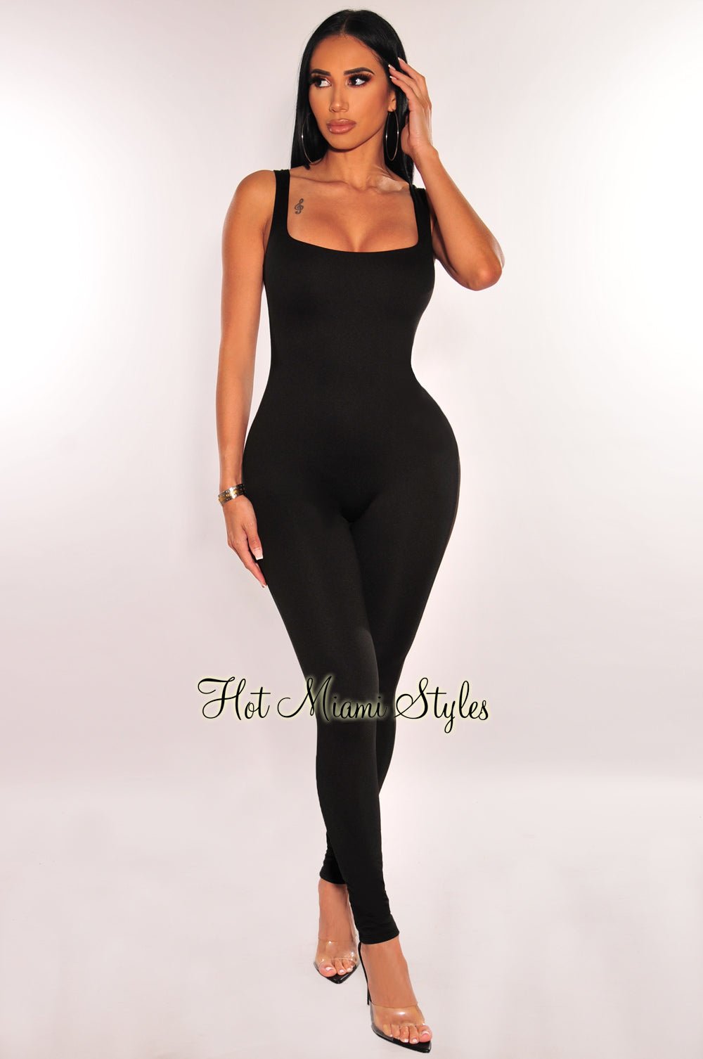 HMS Essential: Black Spaghetti Strap Perfect Fit Jumpsuit – Hot Miami Styles