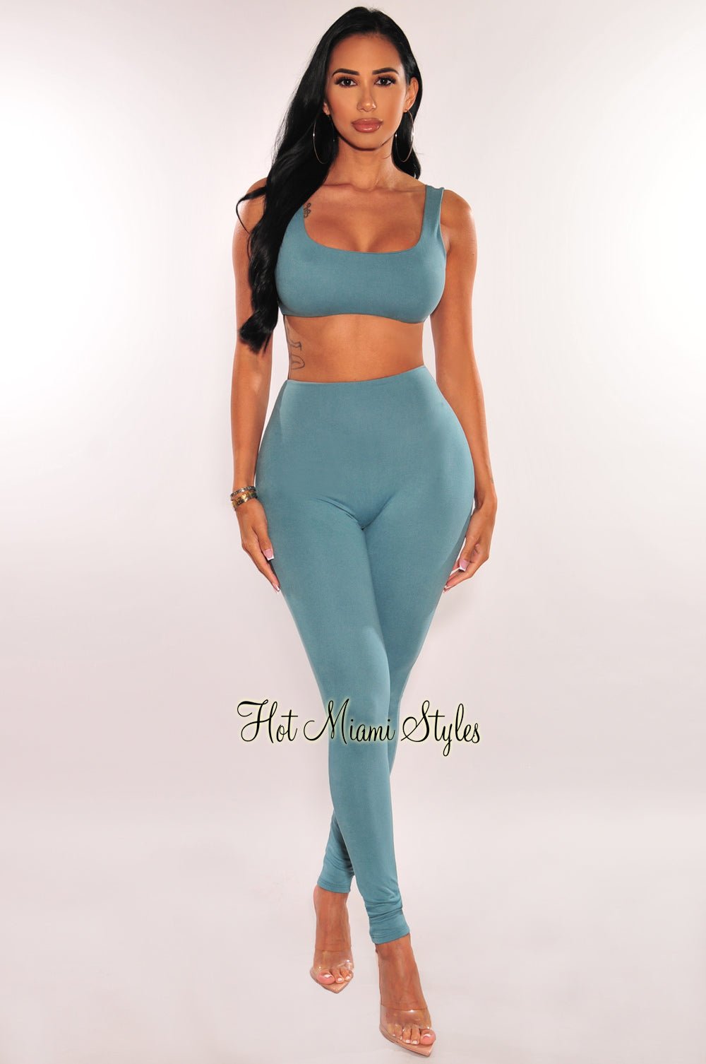 Crop Top and Leggings Set, Two-Piece Sets