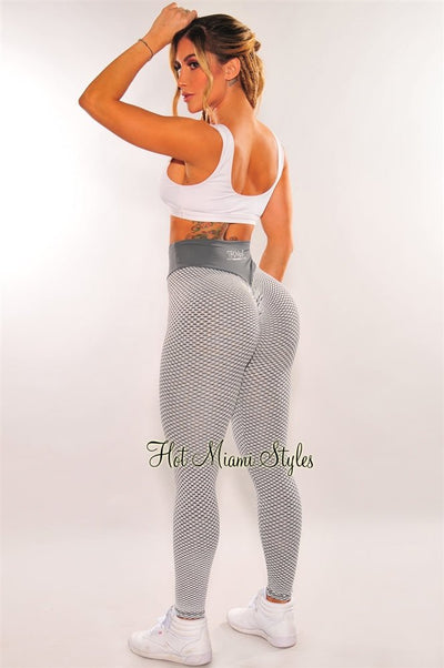 Gray Textured Scrunch Butt High Waist Leggings – Hot Miami Styles