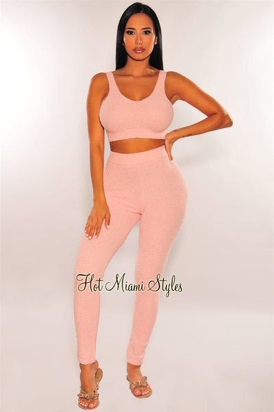 KAYLECOLLECTION Neon Pink Fringe Ladder Cut Pants Two Piece Set - Hot Miami Styles Medium