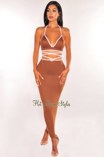 Latte White Ribbed Wrap Around Skirt Two Piece Set - Hot Miami Styles