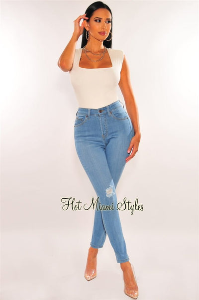 Melody White Striped High Waist Button Up Gina Tricot Jeans With Bum Lift  And Shaping Design From Shascullfites, $16.88