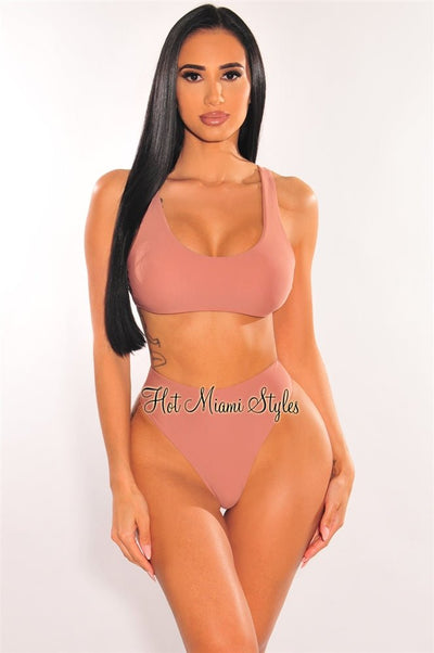 Mauve Padded Tank High Rise Bikini - Hot Miami Styles