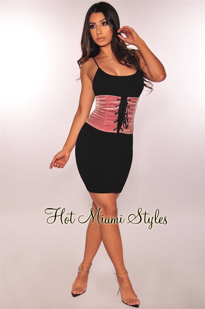 Mauve Velvet Lace Up Belt - Hot Miami Styles Large Mauve Velvet Lace Up Belt - Hot Miami Styles Large