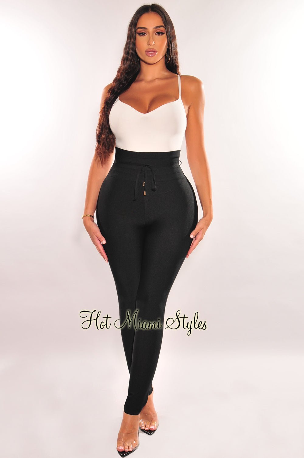WAIST SNATCHED: Black Bandage High Waist Belted Pants – Hot Miami Styles