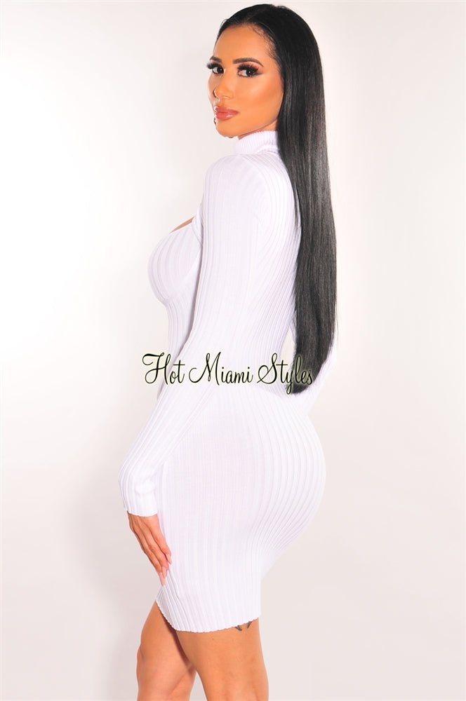 white christmas dresses Rowin Long Sleeve Cut Out Mini Dress Black main image 1
