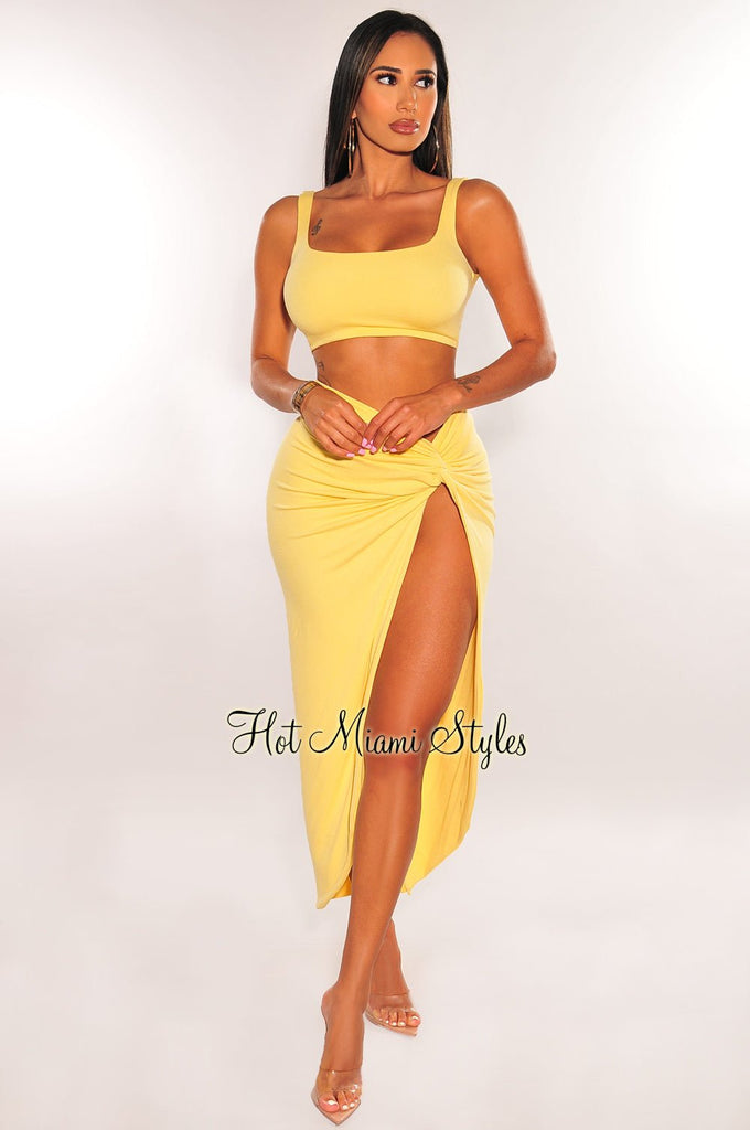 Sexy Side Slit Skirt and Strapless Bra Set — YELLOW SUB TRADING